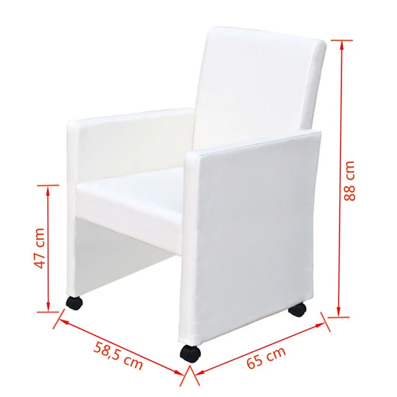Lot de 4 chaises de salle à manger cuisine style moderne et confortable en synthétique blanc CDS021244