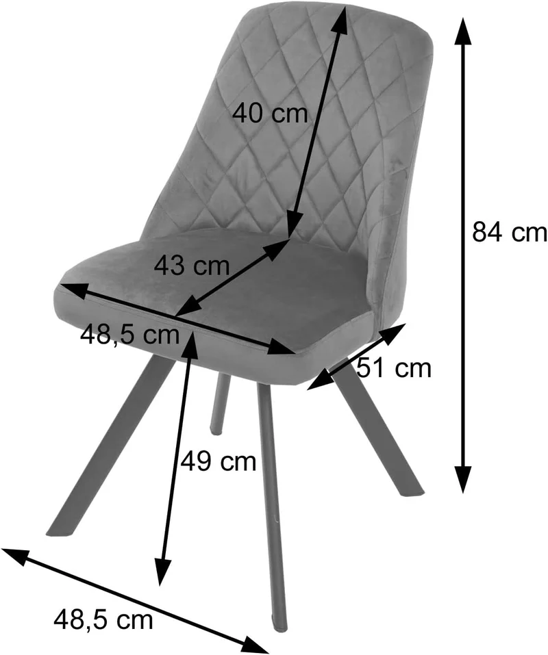 Ensemble de 2 chaises de salle à manger rembourrée en velours marron foncé coutures décoratives pieds métallique CDS04478