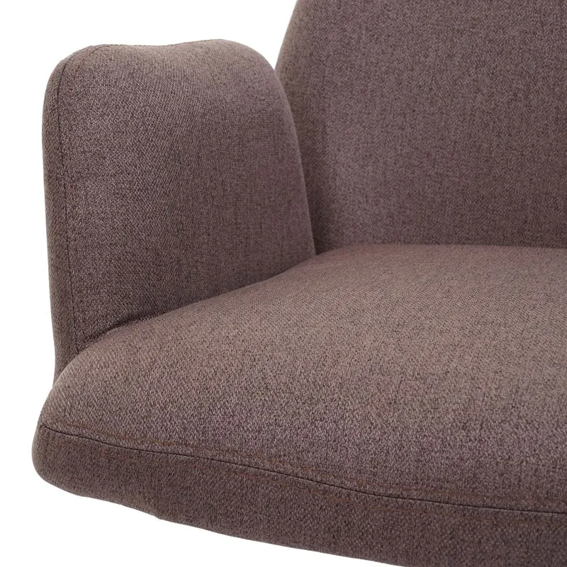 Chaise de salle à manger fauteuil de bureau en tissu marron en acier design pivotant rétro et moderne 04_0002273
