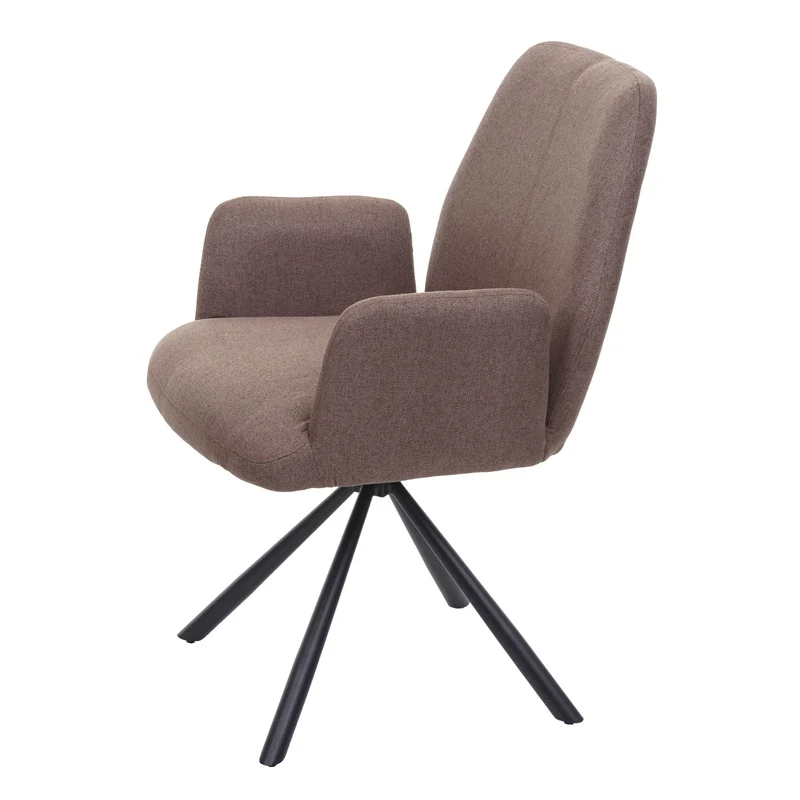 Chaise de salle à manger fauteuil de bureau en tissu marron en acier design pivotant rétro et moderne 04_0002273