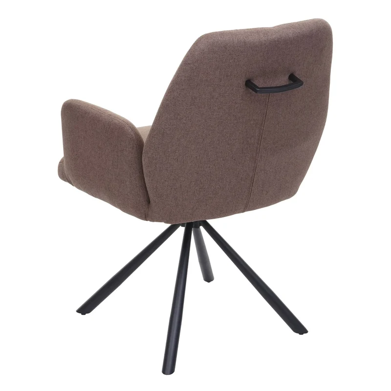 Chaise de salle à manger fauteuil de bureau en tissu marron en acier design pivotant rétro et moderne 04_0002273