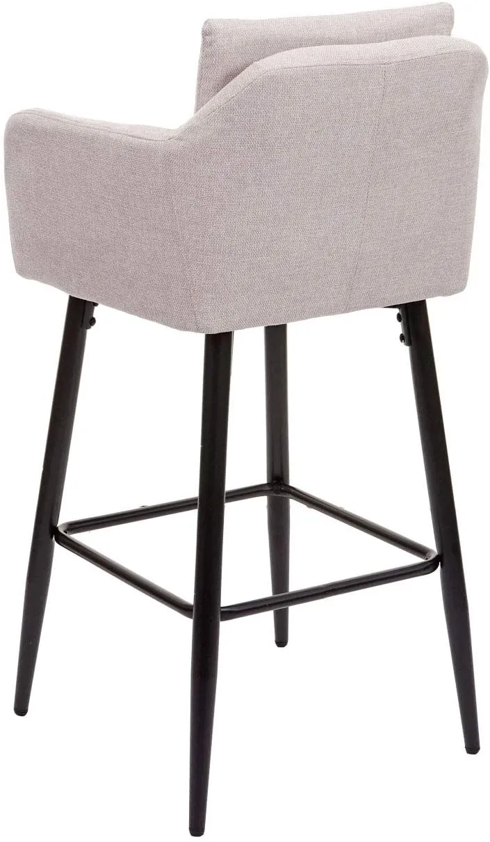 Lot de 2 tabourets de bar avec repose-pieds en tissu crème et métal noir TDB04063