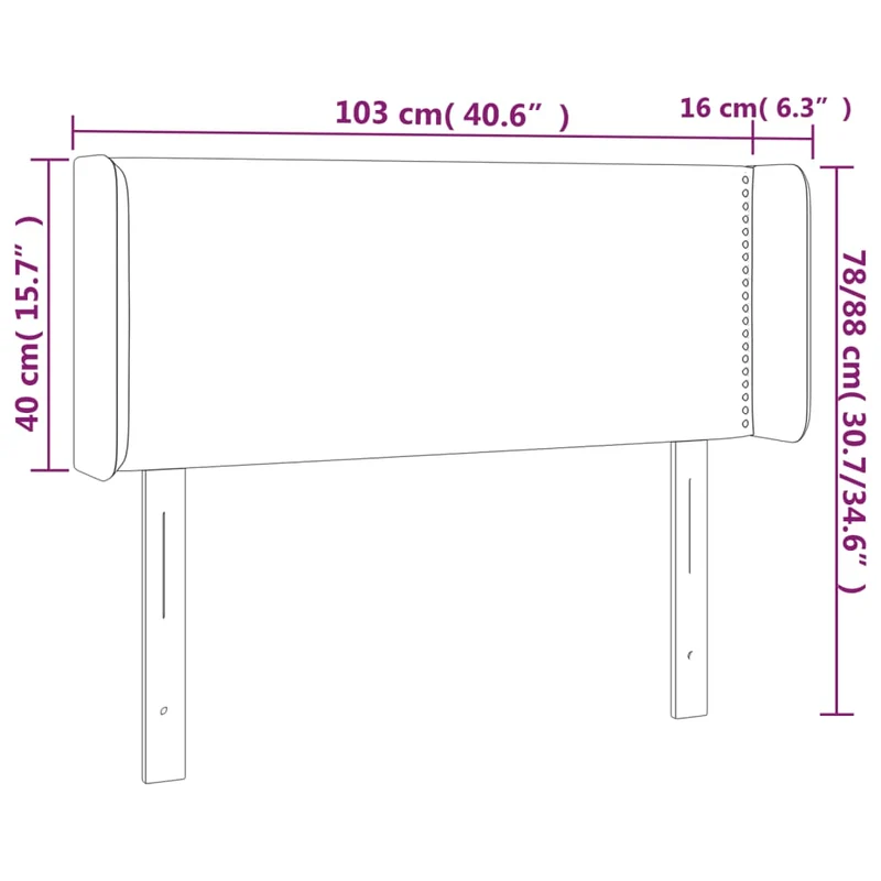 Tête de lit accessoire couchage chambre à coucher meuble à LED 103 x 16 x 78/88 cm synthétique noir TDL0200730