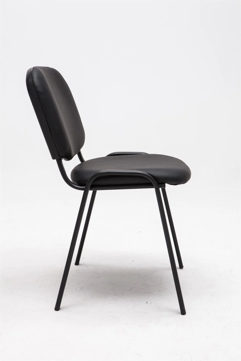 Chaise visiteur assise rembourrée en synthétique noir BUR10067