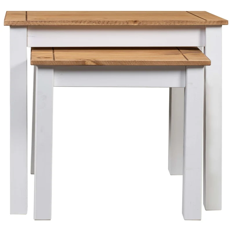 Lot de 2 tables d'appoint gigognes en bois pin massif DEC032689