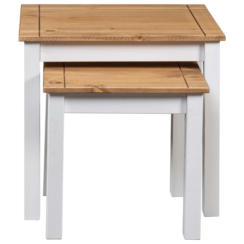 Lot de 2 tables d'appoint gigognes en bois pin massif DEC032689