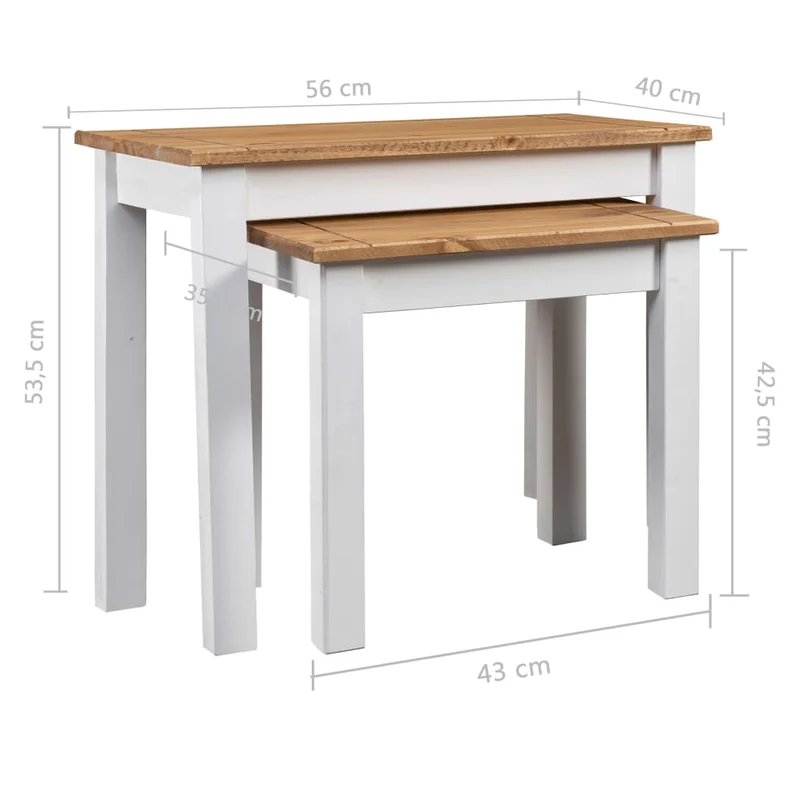Lot de 2 tables d'appoint gigognes en bois pin massif DEC032689