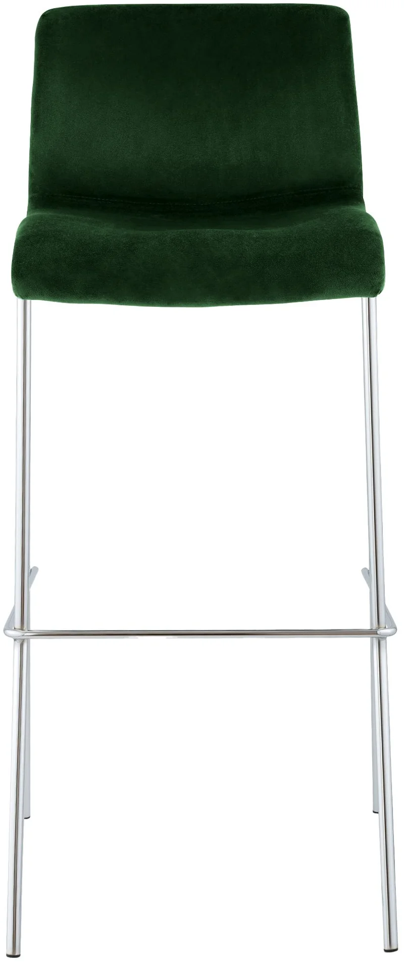 Tabouret de bar x1 dossier bas 4 pieds en métal chromé assise en velours vert 10_0005947