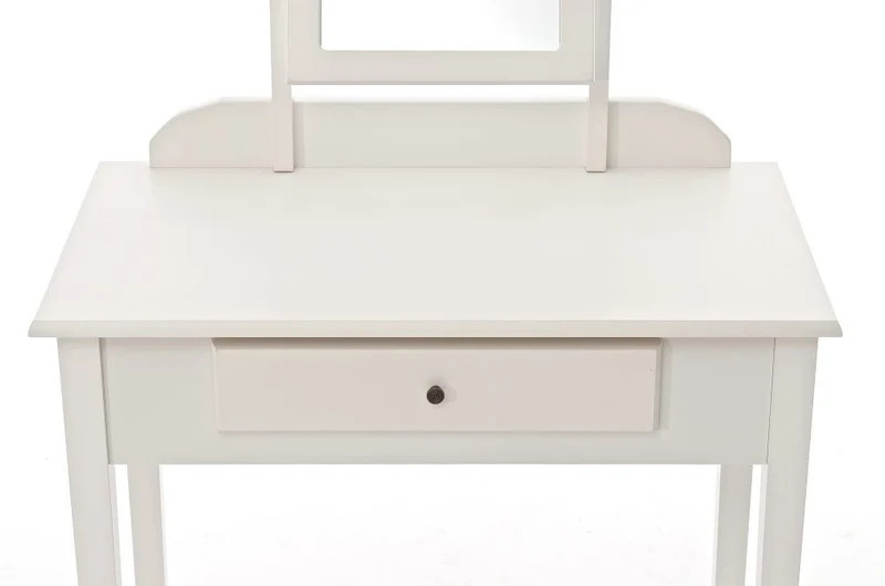 Coiffeuse avec tabouret et miroir inclus en bois blanc MOC10006