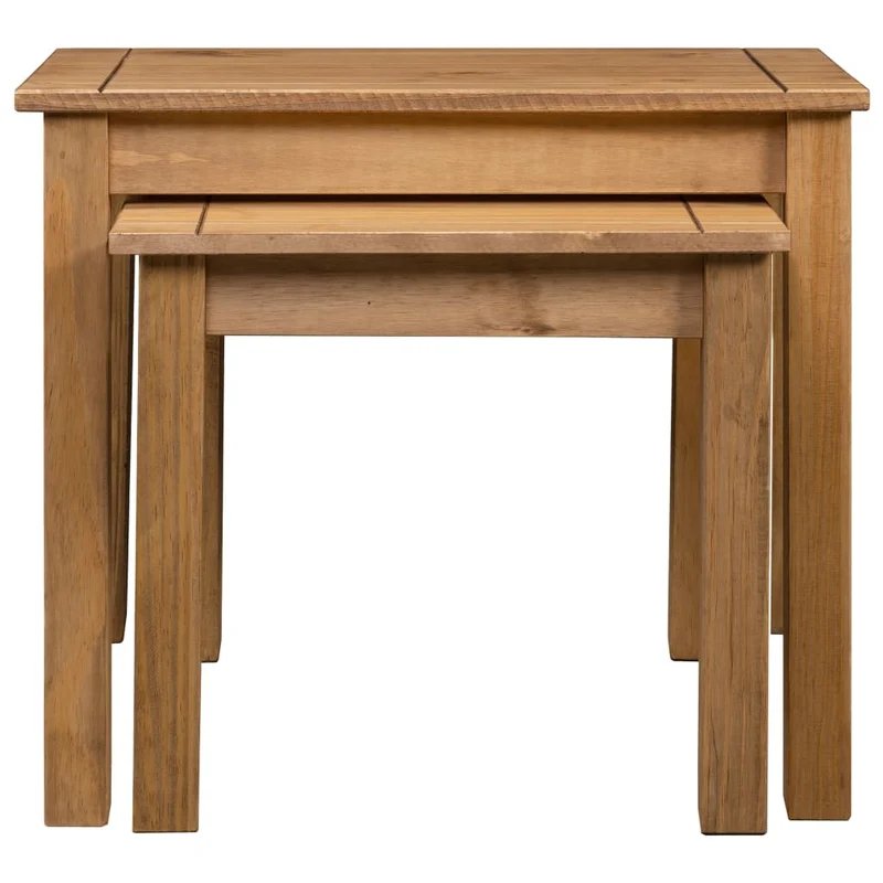 Lot de 2 tables d'appoint gigognes en bois de pin DEC032688