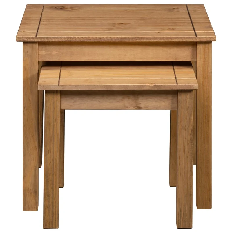 Lot de 2 tables d'appoint gigognes en bois de pin DEC032688