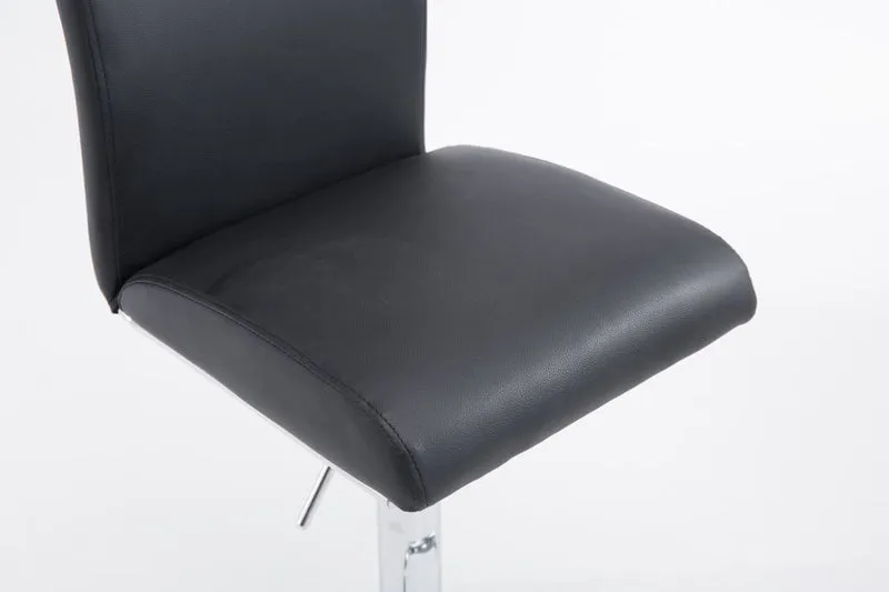 Lot de 2 tabourets de bar avec dossier hauteur réglable en PVC noir cadre en métal chromé 10_0006140