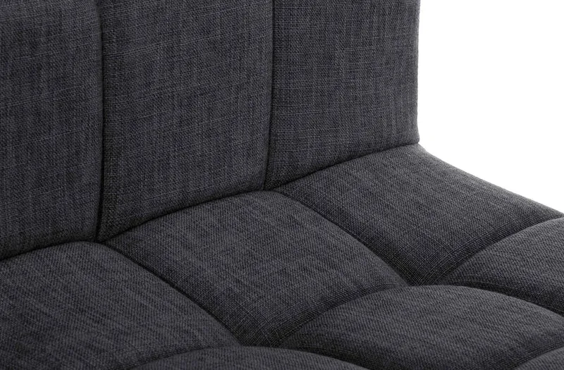 Lot de 2 tabourets de bar style contemporain en tissu matelassé gris foncé cadre métal noir 10_0006132