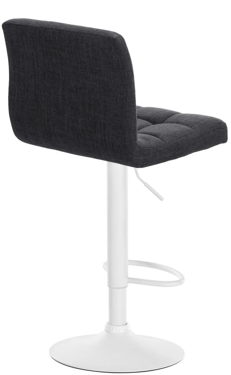 Lot de 2 tabourets de bar style contemporain en tissu matelassé gris foncé cadre métal blanc 10_0006131