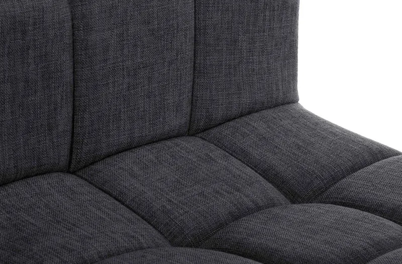 Lot de 2 tabourets de bar style contemporain en tissu matelassé gris foncé cadre métal blanc 10_0006131