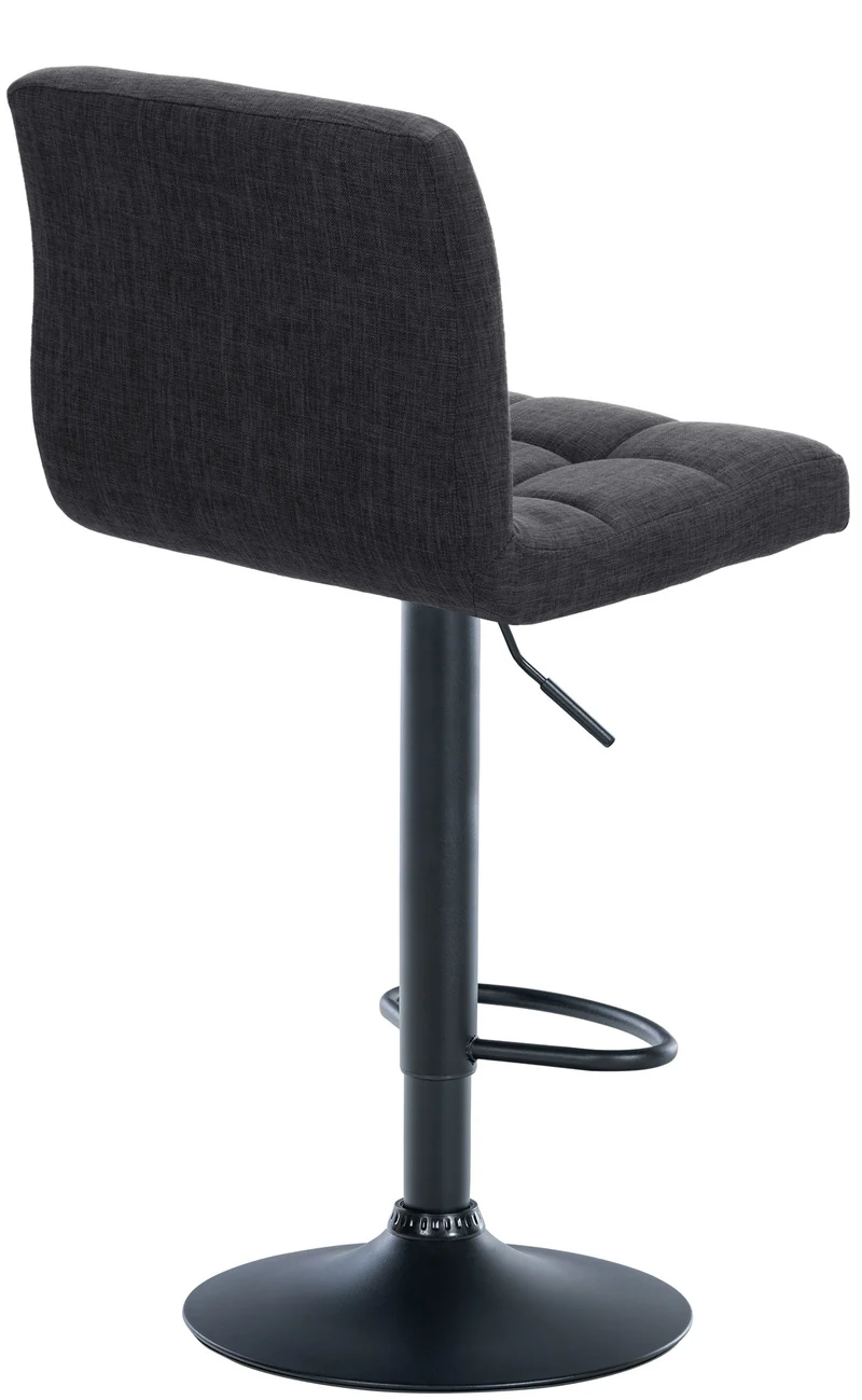Tabouret de bar x1 style contemporain en tissu matelassé gris foncé cadre métal noir 10_0005786