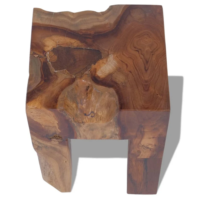 Tabouret assise support plantes design rustique bois de teck massif brun DEC026337