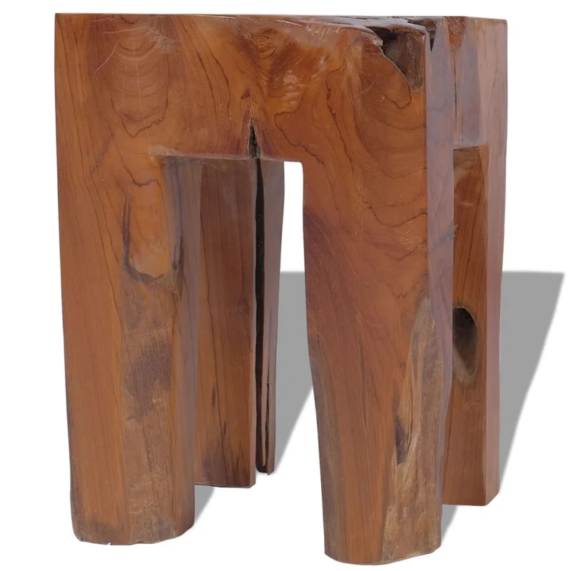 Tabouret assise support plantes design rustique bois de teck massif brun DEC026337
