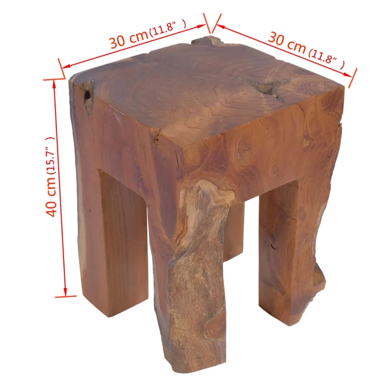 Tabouret assise support plantes design rustique bois de teck massif brun DEC026337