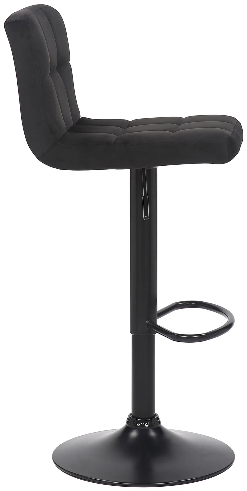 Lot de 2 tabourets de bar en velours noir coutures décoratives piètement métal noir 10_0005563