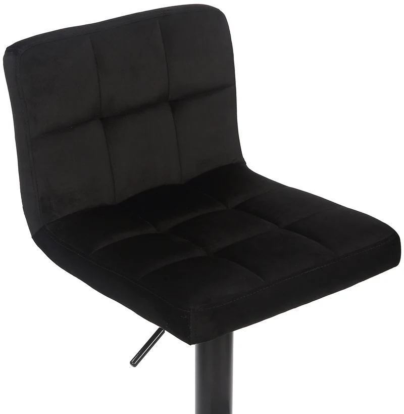 Lot de 2 tabourets de bar en velours noir coutures décoratives piètement métal noir 10_0005563