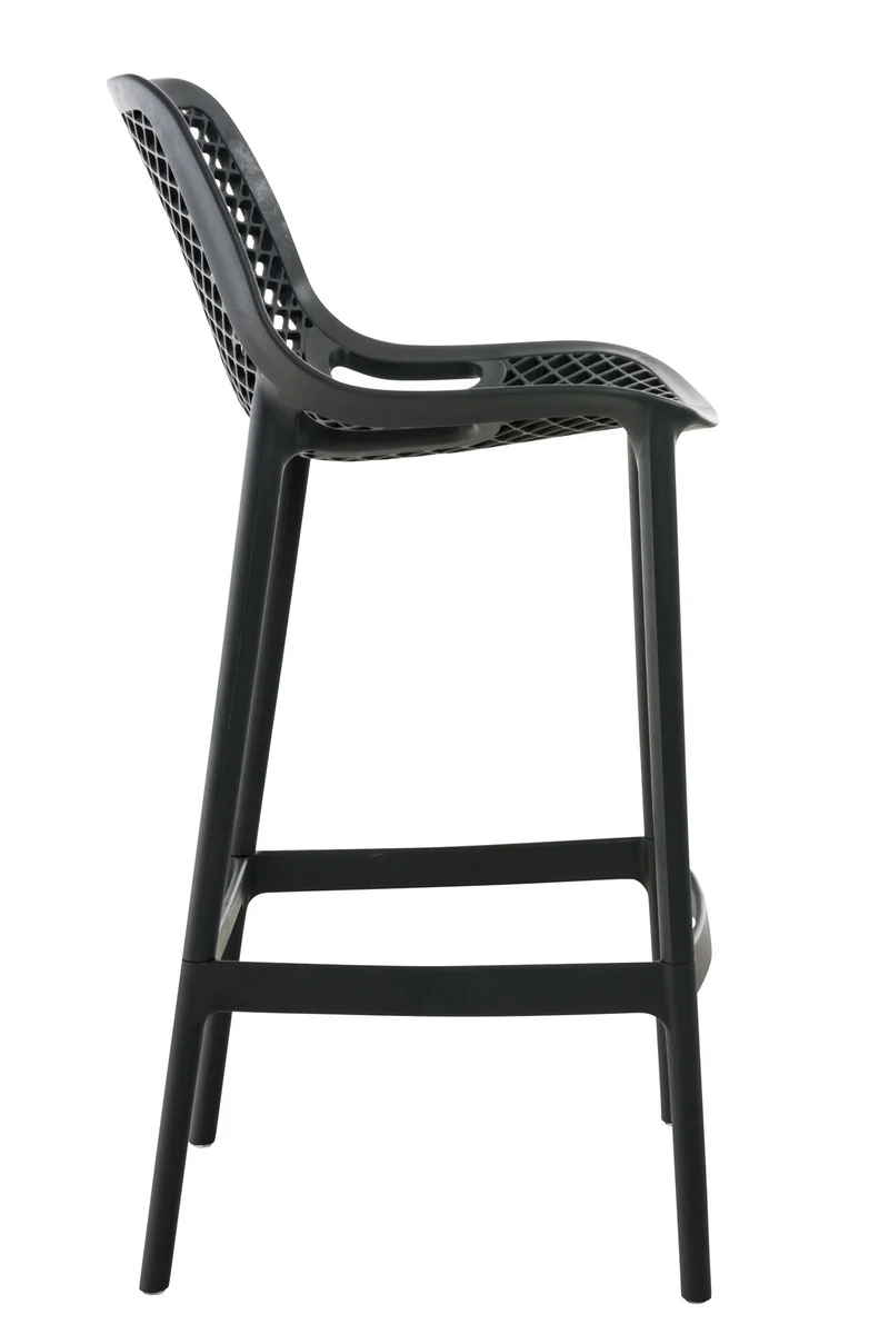 Lot de 2 tabourets de bar avec dossier en plastique gris foncé pour extérieur hauteur assise 75 cm 10_0005556