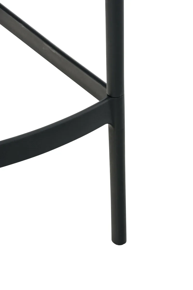 Lot de 2 tabourets de bar avec dossier en plastique gris foncé pour extérieur hauteur assise 75 cm 10_0005556