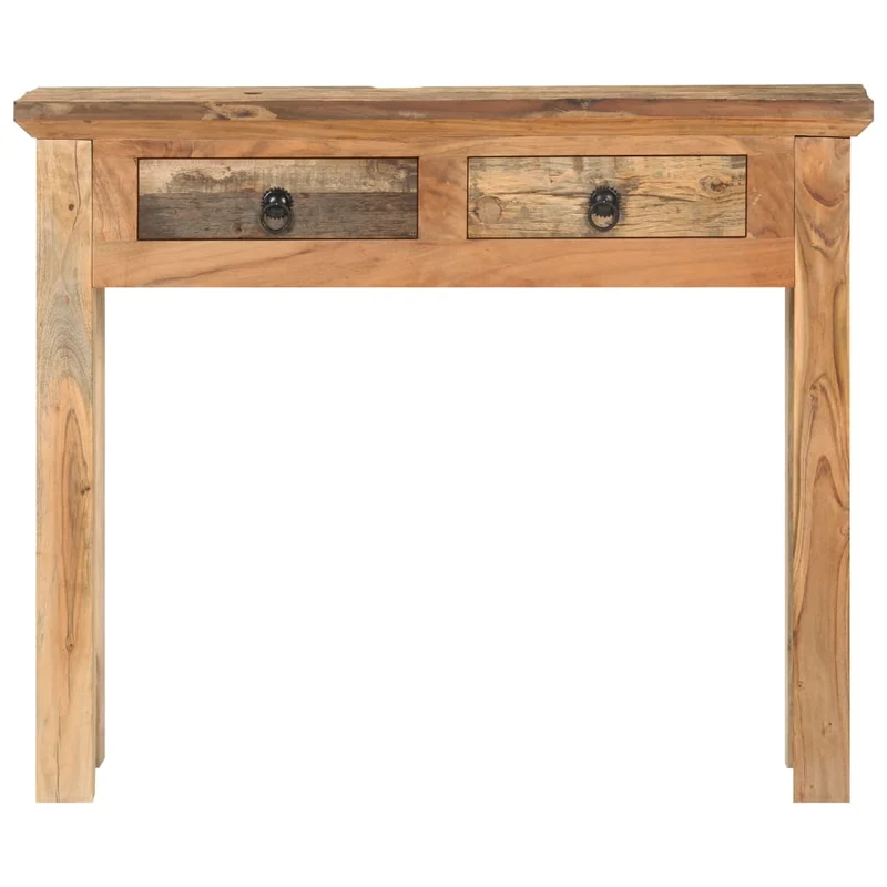 Table console avec tiroirs 90,5 x 30 x 75 cm bois d'acacia et de récupération marron DEC031583