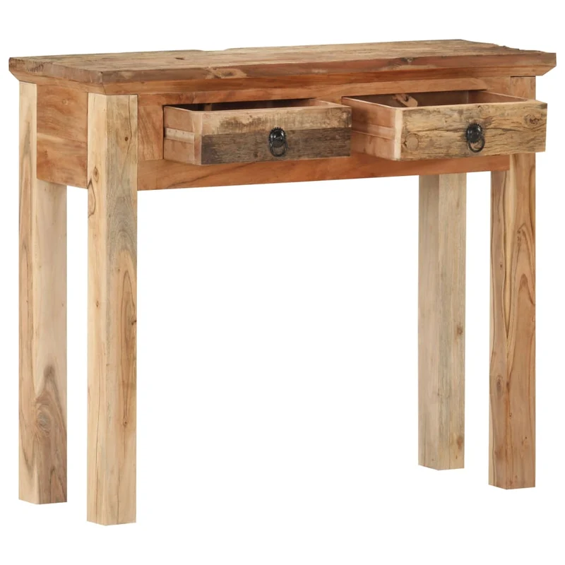 Table console avec tiroirs 90,5 x 30 x 75 cm bois d'acacia et de récupération marron DEC031583