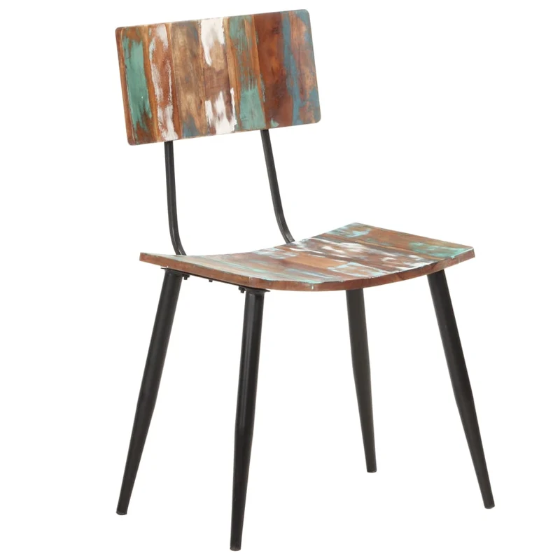 Lot de 2 chaises de salle à manger cuisine bois de récupération solide CDS020285