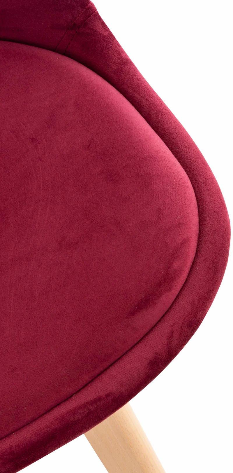 Lot de 4 chaises de salle à manger design scandinave en tissu velours bordeaux pieds bois clair CDS10380