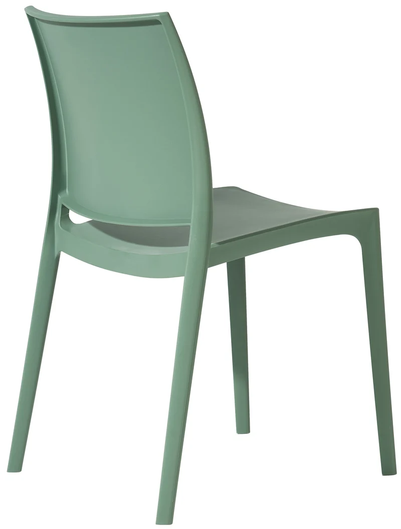 Chaise de jardin empilable dossier incurvé à quatre pieds stable en plastique vert 10_0007897
