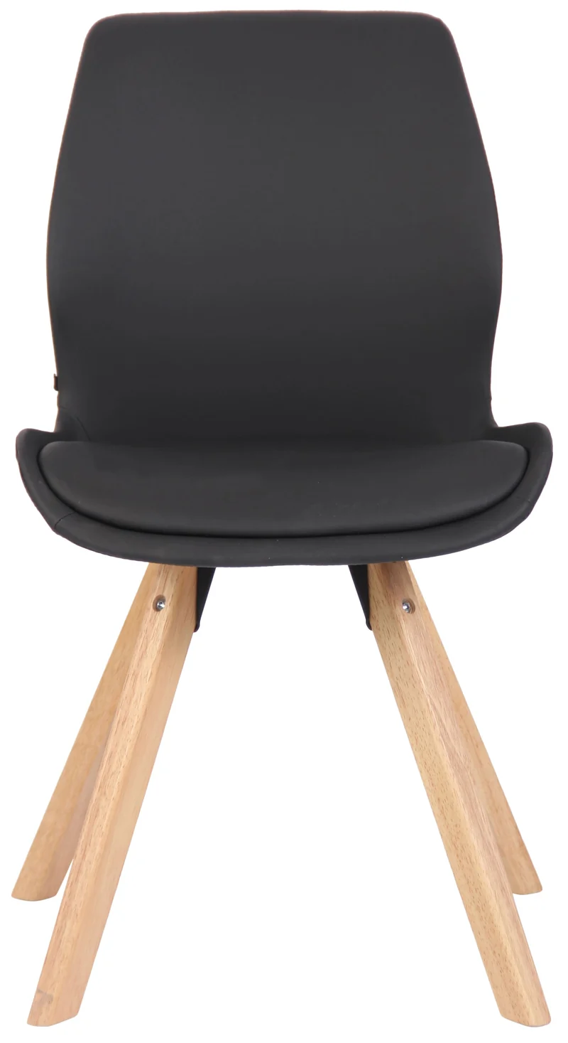 Chaise de salle à manger x1 design scandinave en PVC noir et pieds en bois carrés clair 10_0002297