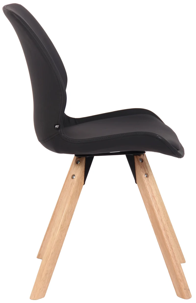 Chaise de salle à manger x1 design scandinave en PVC noir et pieds en bois carrés clair 10_0002297