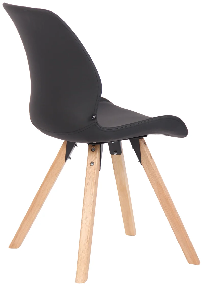 Chaise de salle à manger x1 design scandinave en PVC noir et pieds en bois carrés clair 10_0002297