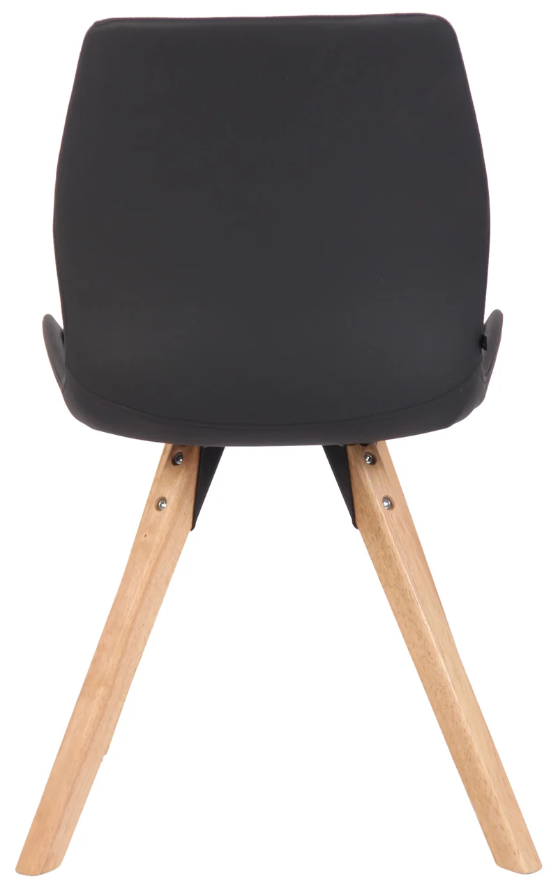 Chaise de salle à manger x1 design scandinave en PVC noir et pieds en bois carrés clair 10_0002297