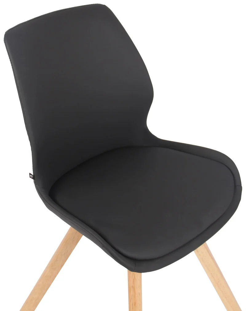 Chaise de salle à manger x1 design scandinave en PVC noir et pieds en bois carrés clair 10_0002297