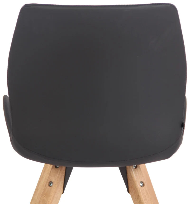 Chaise de salle à manger x1 design scandinave en PVC noir et pieds en bois carrés clair 10_0002297