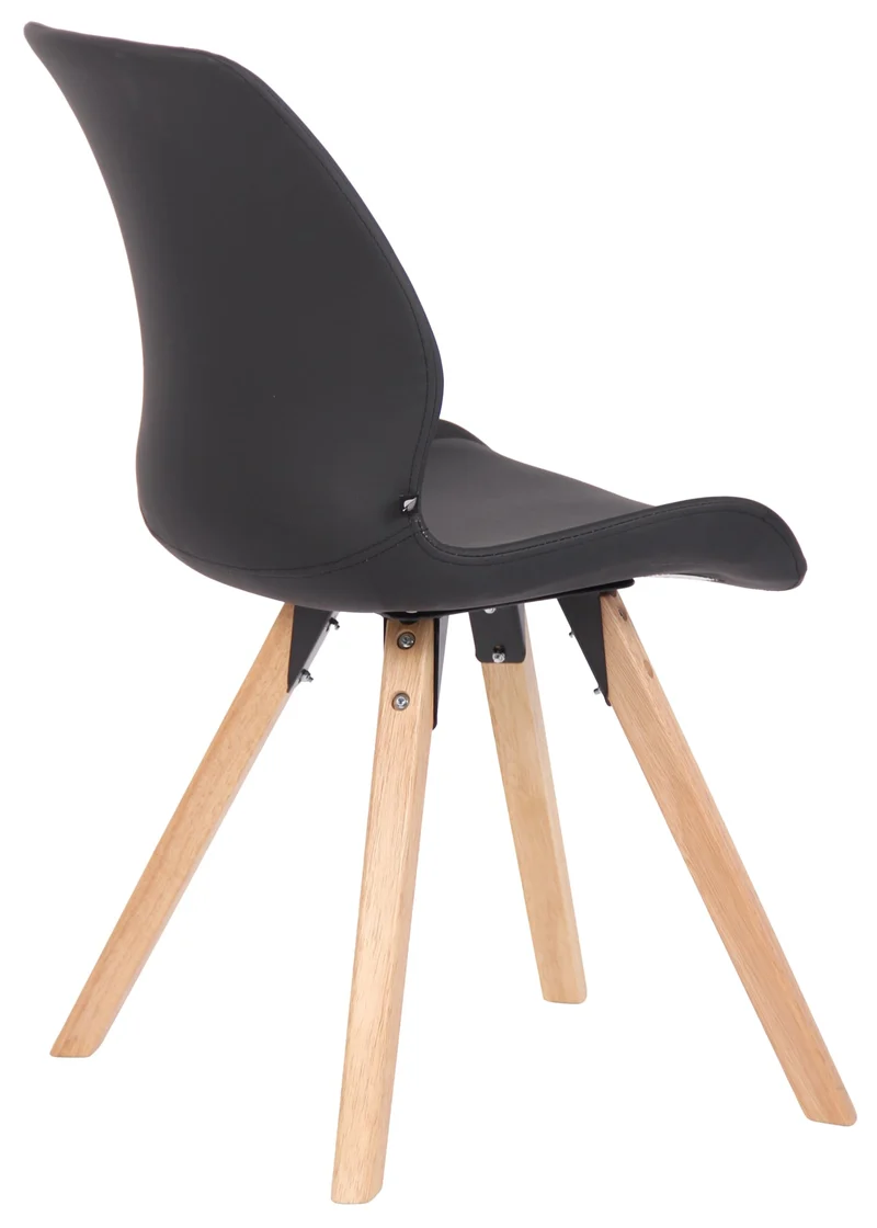 Lot de 4 chaises de salle à manger design scandinave en PVC noir pieds en bois clair 10_0001846