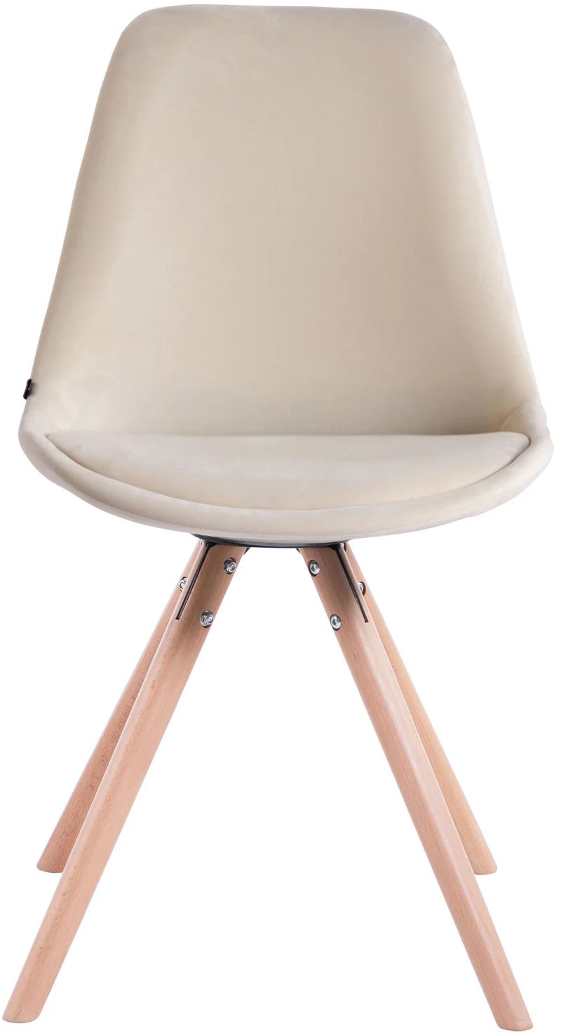 4 chaises de salle à manger style scandinave en velours crème pieds rond en bois clair CDS10305