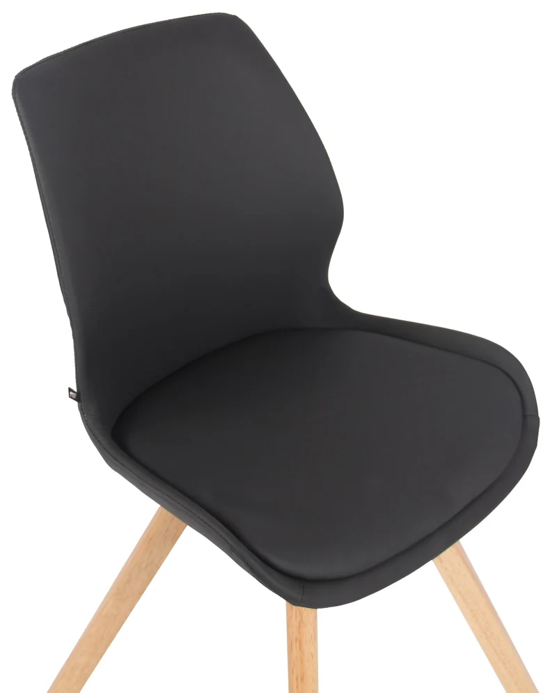 Lot de 2 chaises de salle à manger en synthétique noir style scandinave pieds bois CDS101135