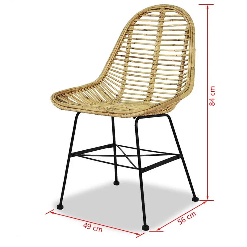 Lot de 2 chaises de salle à manger cuisine Rotin naturel CDS020122