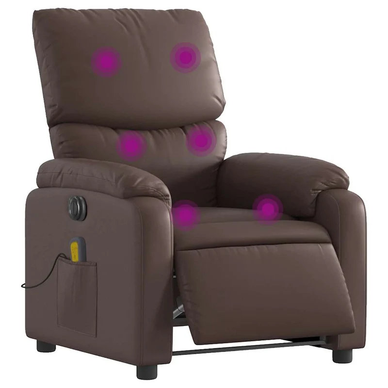 Fauteuil de relaxation TV fonction massage inclinable électrique en PVC marron DEC027205