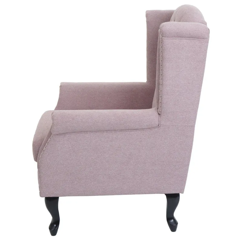 Fauteuil Chesterfield club relax style baroque 102x75x80 cm en tissu déperlant rose clair bois massif 04_0009700