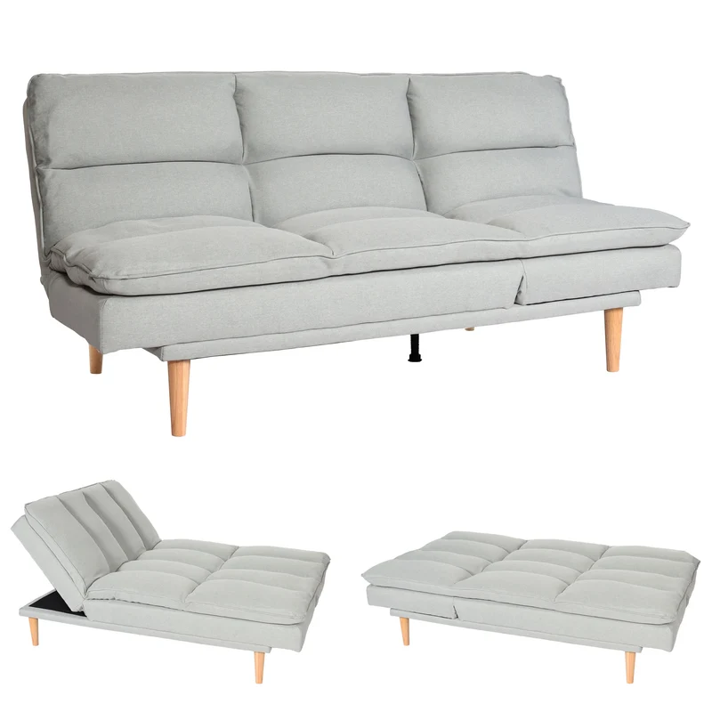 Canapé-lit convertible lit d’appoint surface de couchage 180 x 110 cm en tissu gris menthe 04_0010153