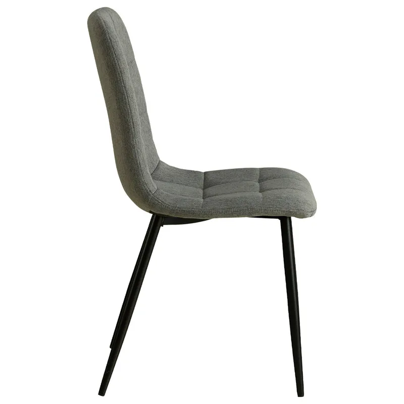 Lot de 2 chaises de salle à manger cuisine confortable et moderne en tissu gris pieds en métal noir CDS06101