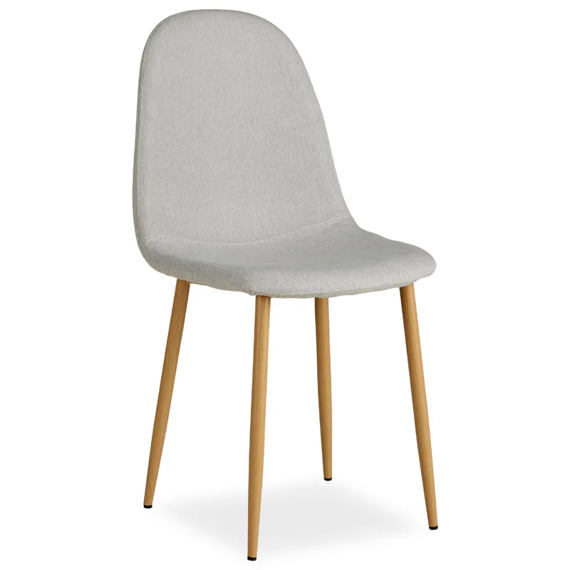 Lot de 6 chaises de salle à manger cuisine confortable et moderne en tissu gris pieds métal aspect bois CDS06304
