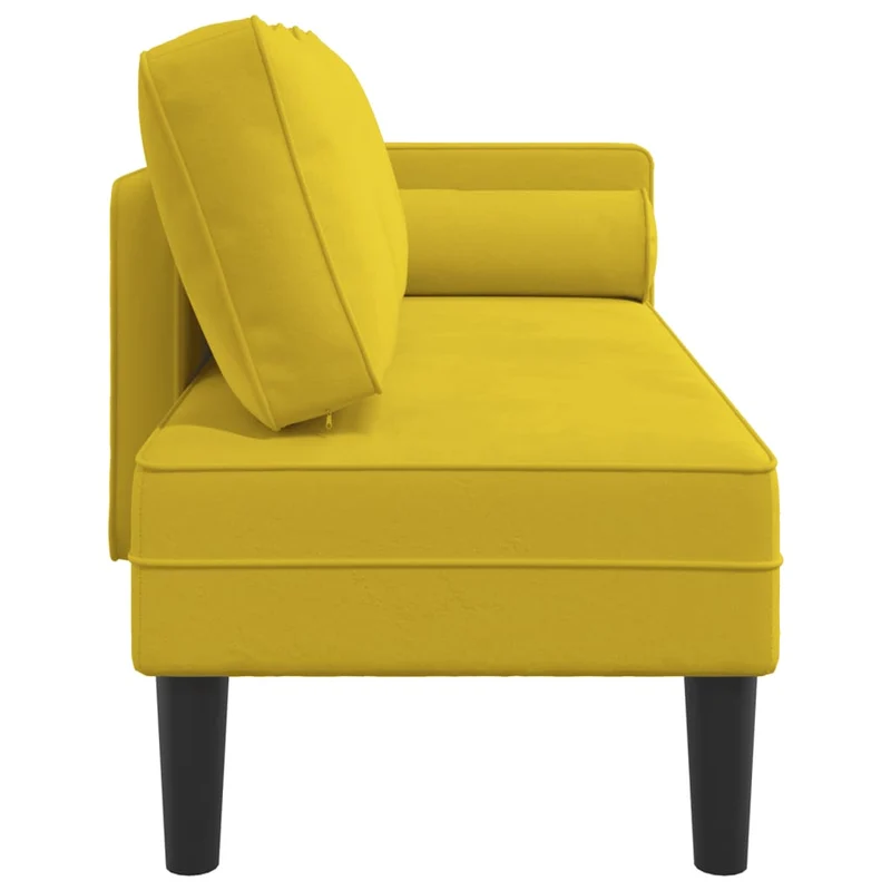 Méridienne chaise longue canapé pour intérieur avec coussins en velours jaune DEC026083