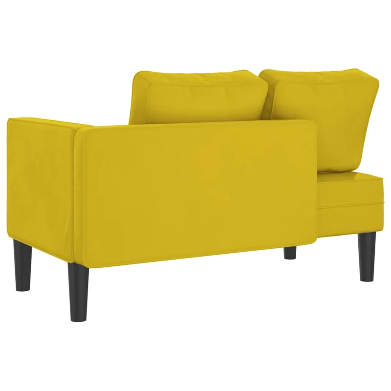 Méridienne chaise longue canapé pour intérieur avec coussins en velours jaune DEC026083