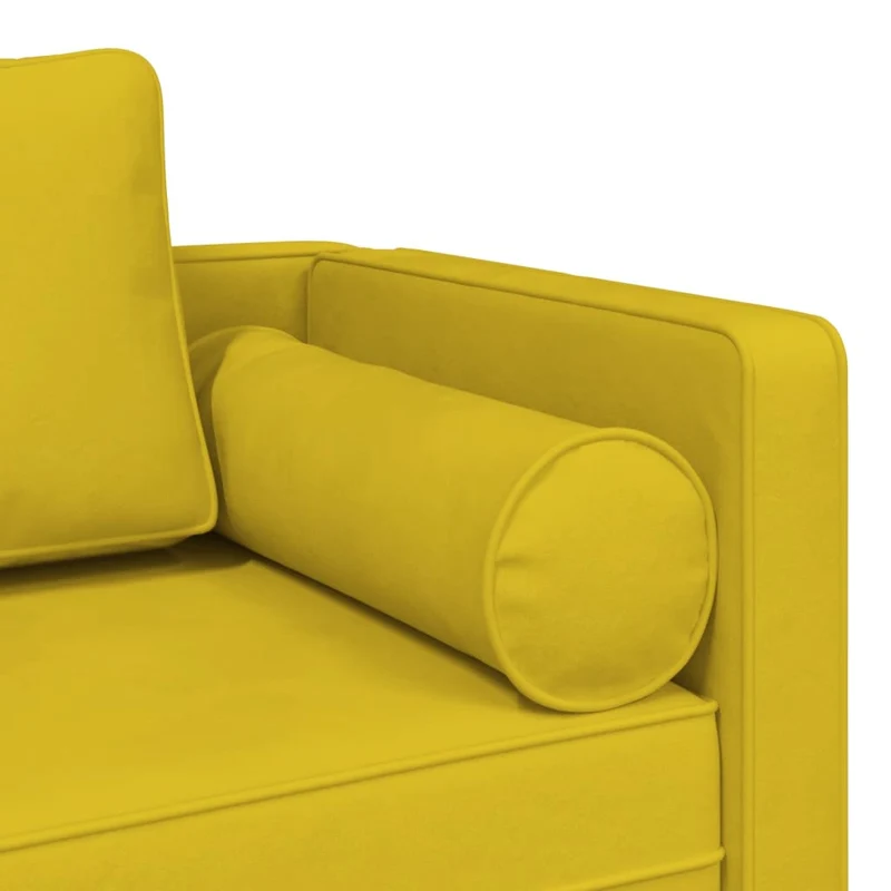 Méridienne chaise longue canapé pour intérieur avec coussins en velours jaune DEC026083
